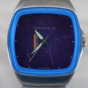 Android Square Blue Dial Men's Watch – Pre-Owned, Water Resist, Silver Tone